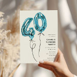Invitation Bleu minimum 40 Balloon fête de 40e anniversaire<br><div class="desc">Invitations amis et famille à une fête de 40ème anniversaire avec ce design minimaliste. Doté de ballons bleu hélium numéro 40 sur un arrière - plan blanc classique et d'un modèle moderne simple qui est facile à customiser avec vos propres détails d'événement.</div>
