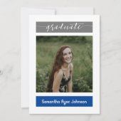 Invitation Bleu moderne bloc 3-Photo Graduation (Devant)