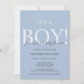 Invitation Bleu moderne C'est un Baby shower de Typographie G (Devant)