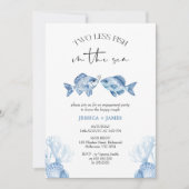 Invitation Bleu Moderne Deux Poissons Moins Dans Le Fiançaill (Devant)