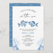 Invitation Bleu Moderne Deux Poissons Moins Dans Le Fiançaill (Devant / Derrière)