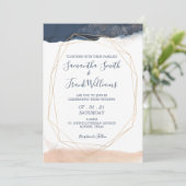 Invitation Bleu moderne et rose pâle (Debout devant)