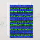 Invitation Bleu moderne frais de noir d'invitation de Mitzvah (Dos)