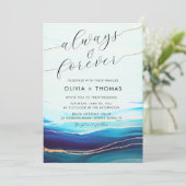 Invitation Bleu moderne Océan Turquoise Vague toujours Mariag (Debout devant)