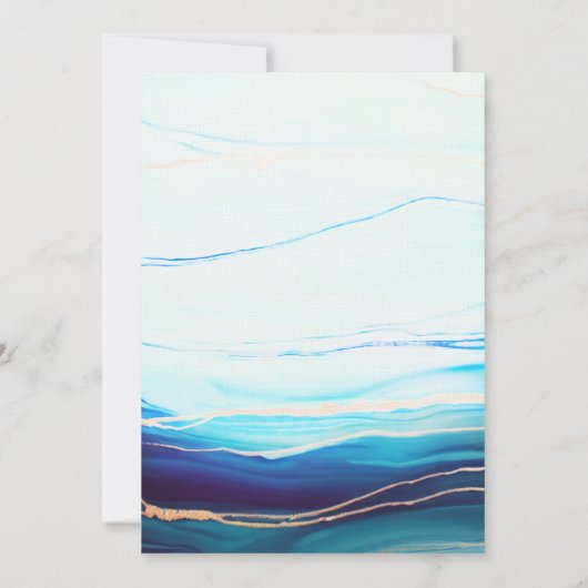 Invitation Bleu moderne Océan Turquoise Vague toujours Mariag (Dos)