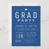 Invitation Bleu Moderne Simple Typographie Partie de graduati (Devant)