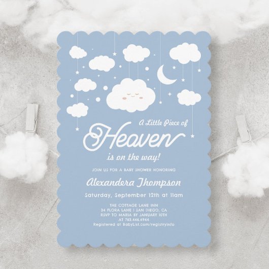 Invitation Bleu morceau du ciel envoyé Baby shower