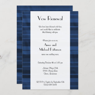 Invitation Bleu, Motif rayé, Lignes, Renouvellement Vow
