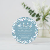 Invitation Bleu mousseux | BABY SHOWER (Debout devant)