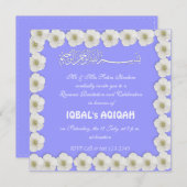 Invitation Bleu musulman Aqiqah de bébé (Devant / Derrière)