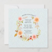 Invitation Bleu n Aquarelle rose Floral Baby shower Damas (Dos)