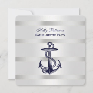 Invitation Bleu Nautique Ancre Argent Poids BG SQ Enterrement