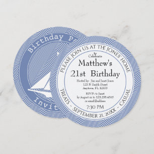 Invitation Bleu Nautique/Blanc Grilles Quirky Pour tous les â