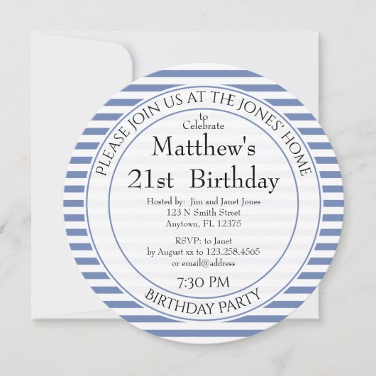 Invitation Bleu Nautique/Blanc Grilles Quirky Pour tous les â (Devant)