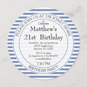 Invitation Bleu Nautique/Blanc Grilles Quirky Pour tous les â