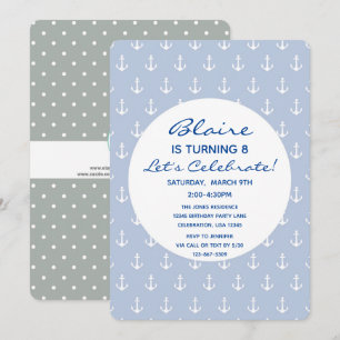 Invitation Bleu Nautique et Anniversaire d'Ancre de Marine