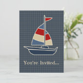 Invitation Bleu nautique, Rouge, Cuisine à voile (Debout devant)