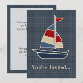 Invitation Bleu nautique, Rouge, Cuisine à voile (Devant / Derrière)