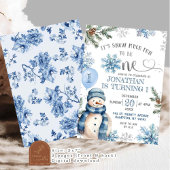 Invitation Bleu neige d'hiver beaucoup amusant premier annive