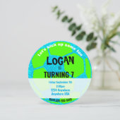 Invitation Bleu Neon Glow Soccer Ball Anniversaire, Fête de f (Debout devant)