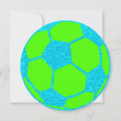Invitation Bleu Neon Glow Soccer Ball Anniversaire, Fête de f (Dos)