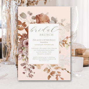 Invitation Bleu Neutre Floral Bridal Brunch Douche
