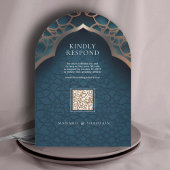 Invitation Bleu Nil Arc islamique 3D Élégant Mariage musulman