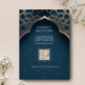 Invitation Bleu Nil Arc islamique 3D Élégant Mariage musulman