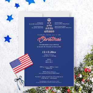 Invitation Bleu Noël Politique Collecte de fonds Dîner de gal
