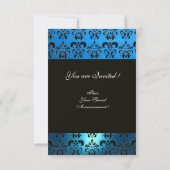 INVITATION BLEU NOIR BLANC DAMAS MONOGRAMME (Dos)