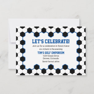 Invitation Bleu Noir Blanc Réception de Bar Mitzvah avec Ball