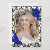 Invitation Bleu noir blanc Royal Photo 50e anniversaire (Dos)