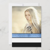 Invitation Bleu noir blanc sweet sixteen anniversaire (Dos)