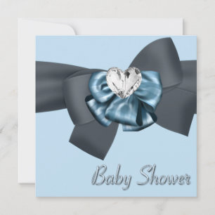 Invitation Bleu noir Bow Élégant Baby shower