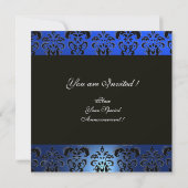 Invitation BLEU NOIR  DAMAS MONOGRAM , blanc (Dos)