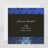 Invitation BLEU NOIR DAMAS MONOGRAMME , blanc (Dos)