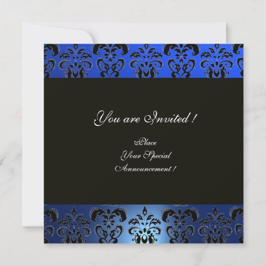 Invitation BLEU NOIR  DAMAS MONOGRAMME , blanc (Dos)