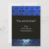 Invitation BLEU  NOIR  DAMAS MONOGRAMME ,blanc brillant (Dos)