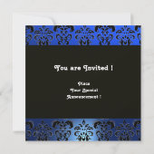 Invitation BLEU NOIR  DAMAS MONOGRAMME , Or Blanc Brillante (Dos)
