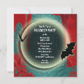 Invitation Bleu noir rouge de lune de batte de Halloween (Dos)