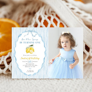 Invitation Bleu Notre citron principal Photo d'anniversaire 1