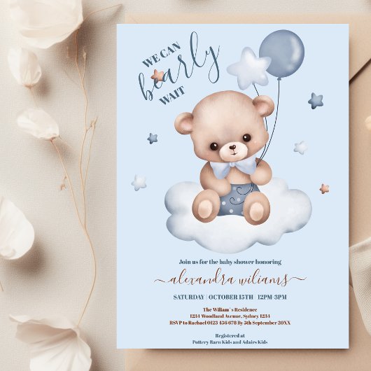 Invitation Bleu Nous pouvons attendre le Baby shower garçon
