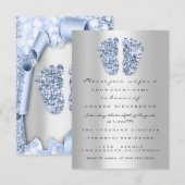 Invitation Bleu Nouveau bébé Douche pieds garçon Argent (Devant / Derrière)