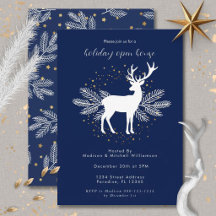 Bleu Nuit Blanc Noël Cerf Evergreen Scandi