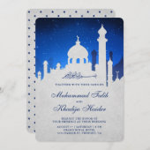 Invitation Bleu nuit Ciel Arabe musulman Mariage musulman (Devant / Derrière)