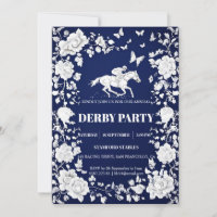 Bleu Nuit et Toile Florale Blanche Kentucky Derby 