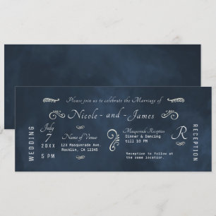 Invitation Bleu Nuit Foncé Humeur Aquarelle Moderne Mariage