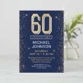 Invitation Bleu Nuit Moderne 60e Anniversaire (Debout devant)