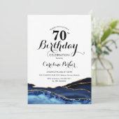 Invitation Bleu Nuit Or Blanc Agate 70e Anniversaire (Debout devant)