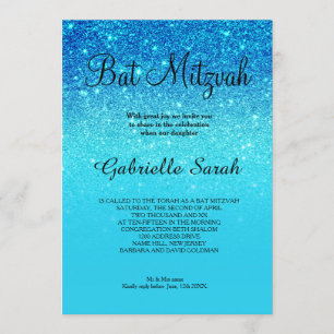 Invitation Bleu océan turquoise parties scintillant ombre élé